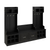 Kathy Ireland Bush Furniture Woodland Entryway Storage Set with Hall Trees and Shoe Bench Black Suede Oak - WDL011BS