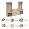 Kathy Ireland Bush Furniture Woodland Entryway Storage Set with Hall Trees and Shoe Bench Warm Maple - WDL011WM