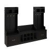 Kathy Ireland Bush Furniture Woodland Entryway Storage Set with Hall Trees and Shoe Bench Black Suede Oak - WDL012BS