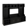 Kathy Ireland® Home by Bush Furniture Woodland Full Entryway Storage Set with Coat Rack and Shoe Bench with Doors in Black Suede Oak - WDL013BS