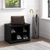 Kathy Ireland Bush Furniture Woodland 24W Small Shoe Bench Black Suede Oak - WDS224BS-03