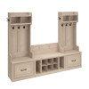 Kathy Ireland Bush Furniture Woodland Entryway Storage Set with Hall Trees and Shoe Bench Warm Maple - WDL012WM