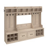Kathy Ireland® Home by Bush Furniture Woodland Full Entryway Storage Set with Coat Rack and Shoe Bench with Doors in Warm Maple - WDL013WM