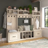 Kathy Ireland Bush Furniture Woodland Full Entryway Storage Set with Coat Rack and Shoe Bench Warm Maple - WDL014WM