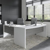 Bush Business Furniture Echo by Kathy Ireland 72W Bow Front L Shaped Desk Pure White / Modern Gray - ECH053WHMG
