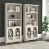 Bush Furniture Lennox Farmhouse 5 Shelf Bookcase with Glass Doors - LEB132LW-03