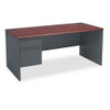 HON 38000 Series Desk w/Left Pedestal for Workstation Mahogany/Charcoal - 38292LNS
