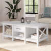 Bush Furniture Key West Coffee Table with Storage in Pure White Oak - KWT148WT-03