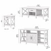 Bush Furniture Key West Tall TV Stand with Coffee Table and Set of 2 End Tables Pure White Oak - KWS025WT