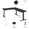 Bush Furniture Move 60 Series 60W Height Adjustable L Shaped Standing Desk Mocha Cherry - M6SL6078MRBK