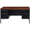 Lorell Fortress Series Double-Pedestal Desk Walnut/Black 60" x 30" - LLR60927