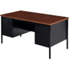 Lorell Fortress Series Double-Pedestal Desk Walnut/Black 60" x 30" - LLR60927