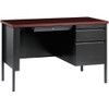 Lorell Fortress Series Single-Pedestal Desk Mahogany/Charcoal 45.5"x  24" - LLR66949