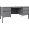 Lorell Fortress Series Double-Pedestal Desk Gray/Light Gray 60" x  30" - LLR66942