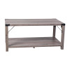 Flash Furniture Wyatt Modern Farmhouse Wooden 2 Tier Coffee Table with Black Metal Corner Accents and Cross Bracing, Gray Wash - ZG-037-GY-GG