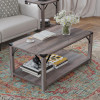 Flash Furniture Wyatt Modern Farmhouse Wooden 2 Tier Coffee Table with Black Metal Corner Accents and Cross Bracing, Gray Wash - ZG-037-GY-GG
