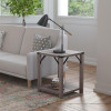 Flash Furniture Wyatt Modern Farmhouse Wooden 2 Tier End Table with Black Metal Corner Accents and Cross Bracing, Gray Wash - ZG-036-GY-GG