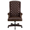 Flash Furniture Turner High Back Traditional Fully Tufted Brown LeatherSoft Executive Swivel Ergonomic Office Chair with Arms - CI-360-BRN-GG