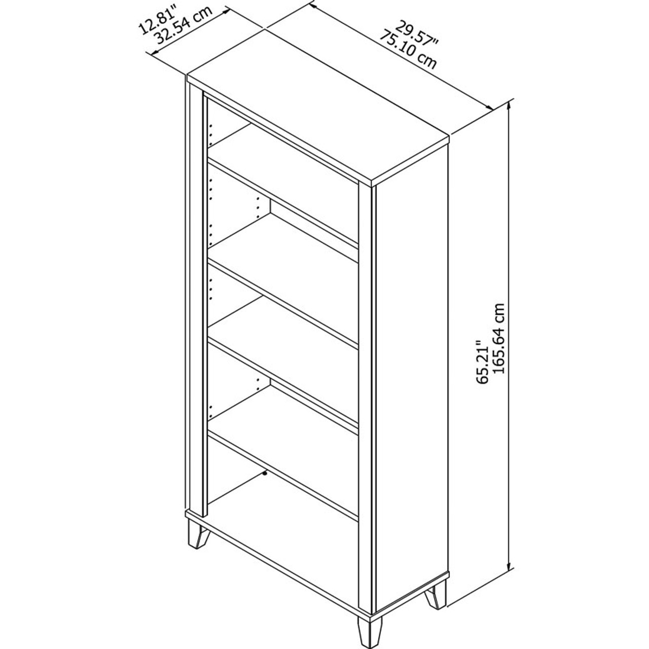 Bush WC81465 Somerset 5-Shelf Bookcase Maple Cross Free Shipping!