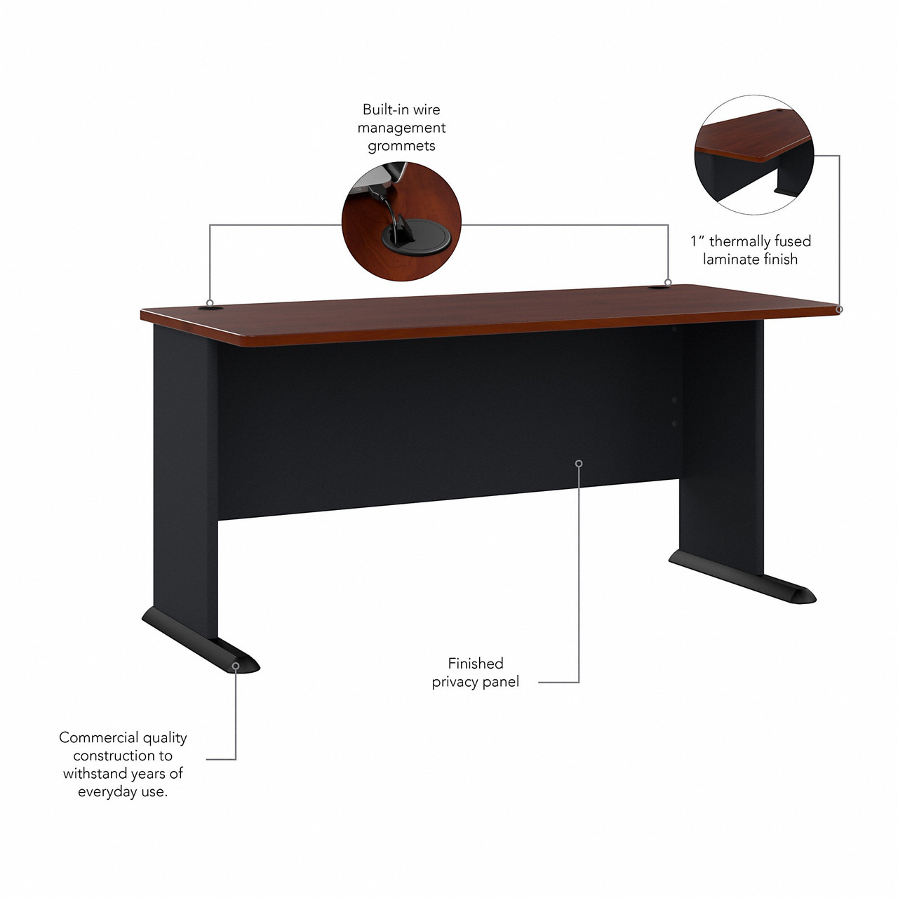Bush WC90460A Series A Advantage 60 Desk Hansen Cherry Free Shipping