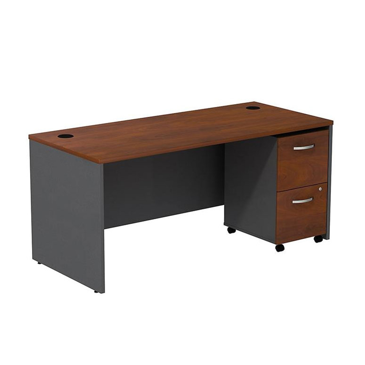 Bush Business Furniture Series C Desk with 2 Drawer Mobile Pedestal - Hansen Cherry