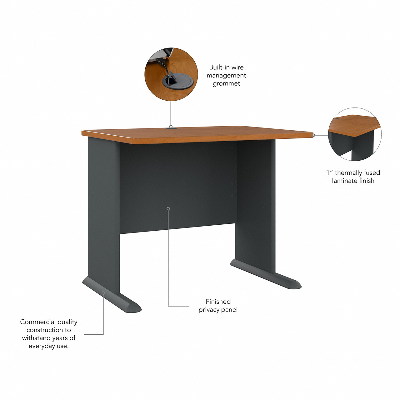 Bush WC57436 Series A Advantage 36 Desk Natural Cherry Free Shipping