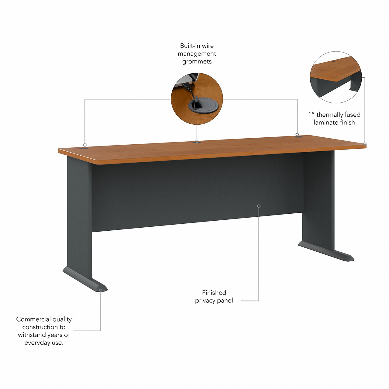 Bush WC57472 Series A Advantage 72 Desk Natural Cherry Free Shipping!