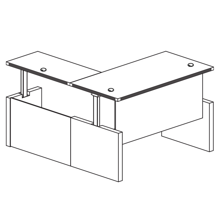 Mayline Aberdeen Executive Desk Height Adjustable with Return 72 x