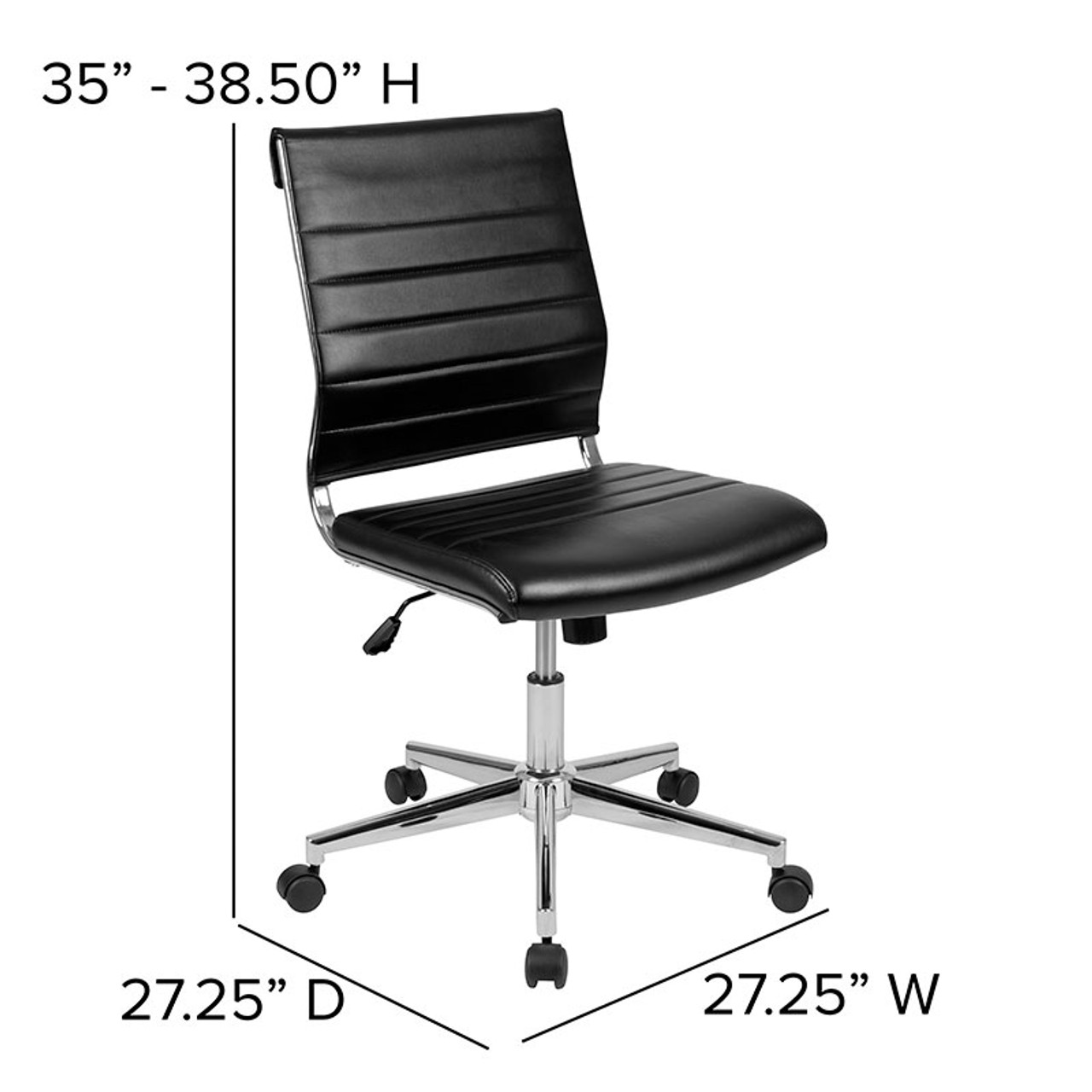 Flash Furniture Mid-Back Armless Black LeatherSoft Executive