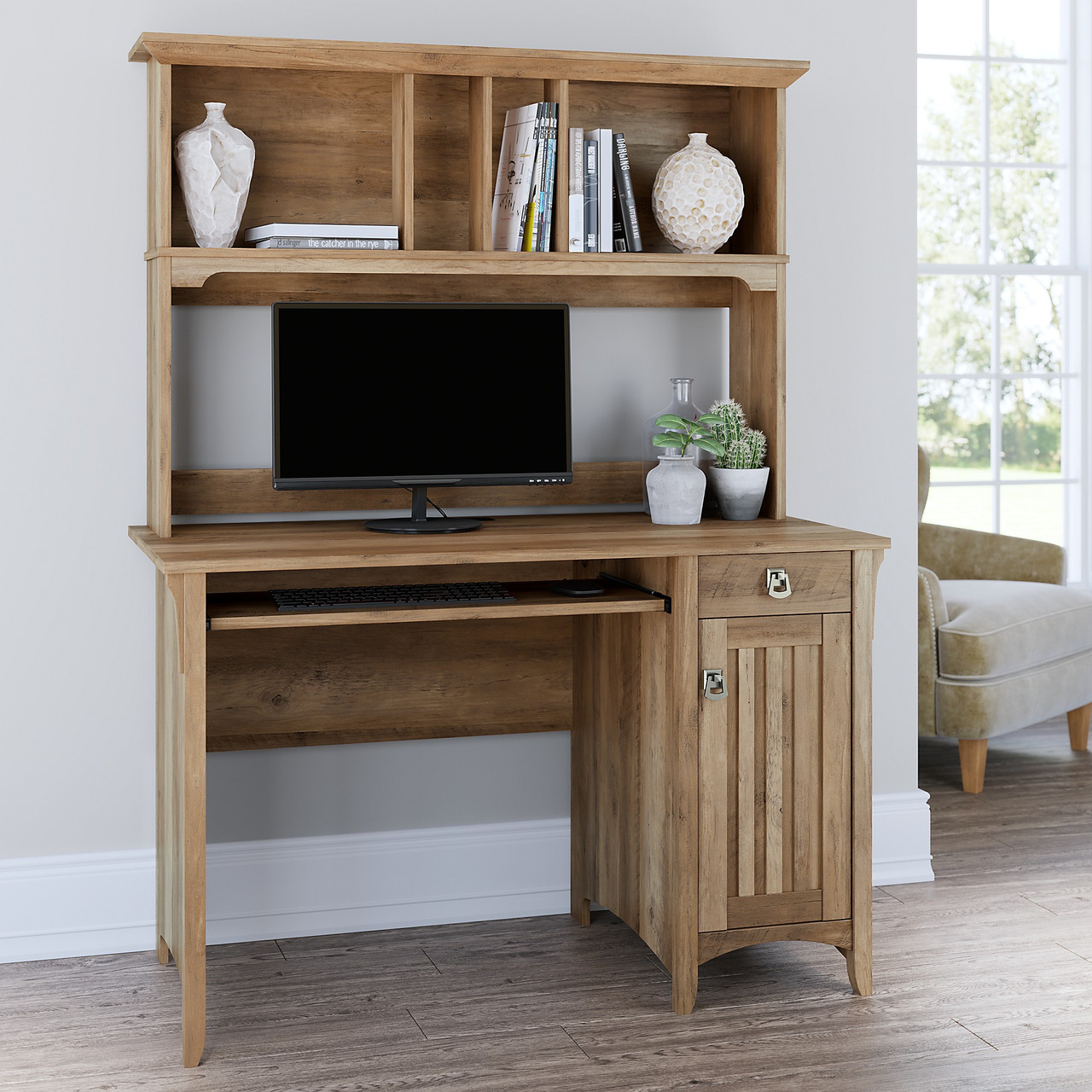 Bush Furniture Salinas Desk and Hutch 48