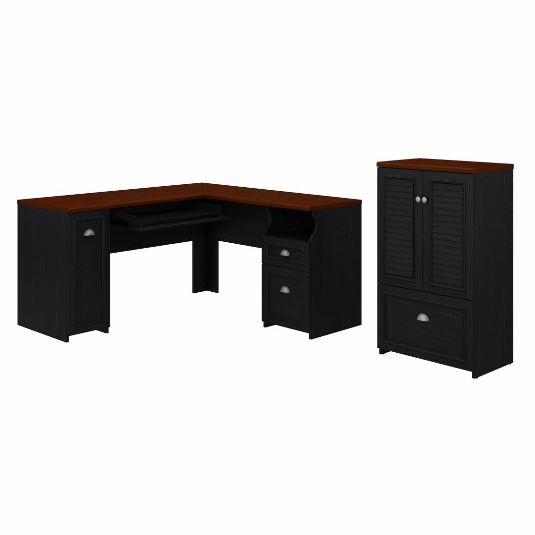 Bush Furniture Fairview L-Shape Computer Desk with Hutch
