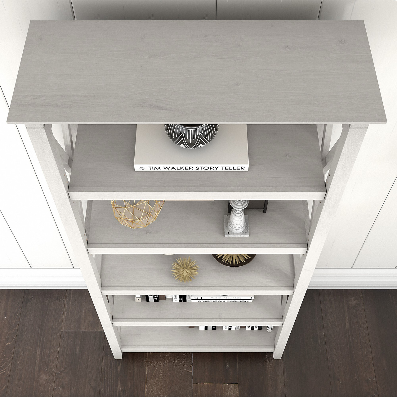 Bush Furniture Key West Collection Laptop Storage Desk Credenza in Washed Gray Bush Furniture Key West Collection Laptop Storage Desk Credenza in Washed Gray