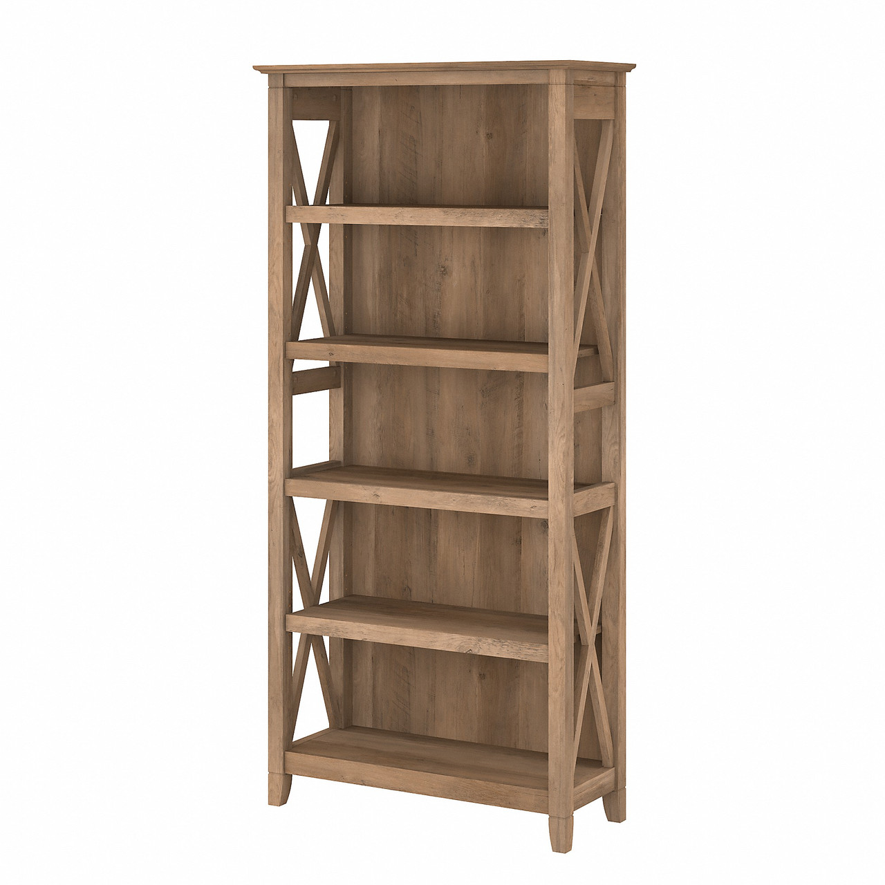 Bush Key West Tall 5 Shelf Bookcase Reclaimed Pine KWB132RCP-03