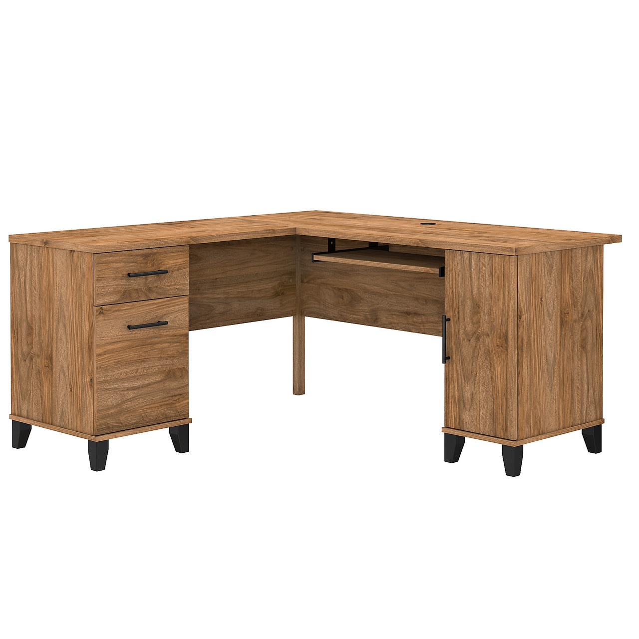Bush Furniture Somerset 60W L Shaped Desk with Storage in Fresh