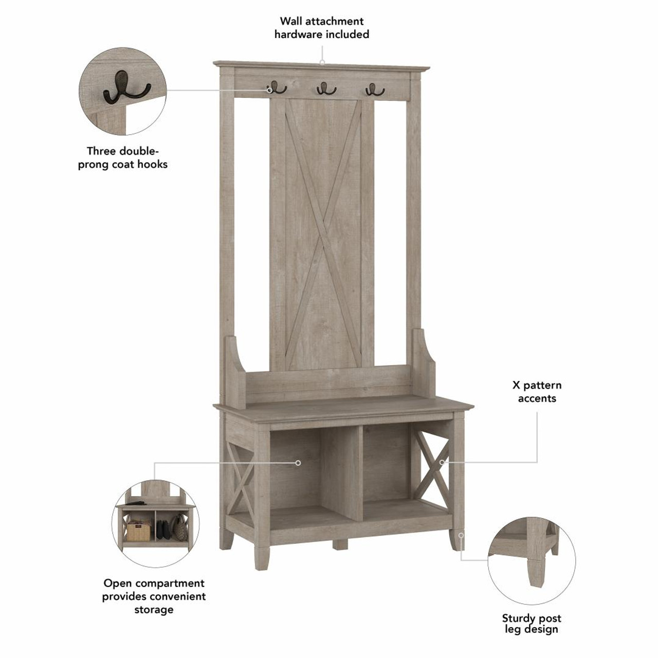 Bush furniture hall tree with storage bench shop