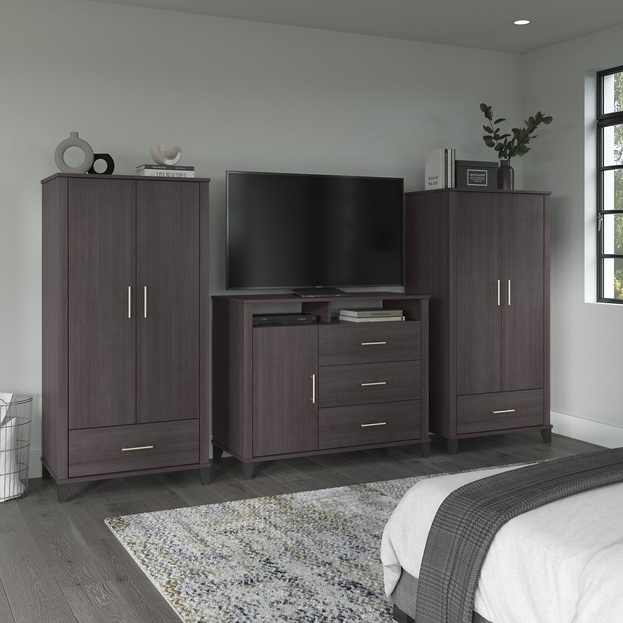 Bush Furniture Armoire Cabinets and Media Chest - SET038SG Free Shipping! Bush Furniture Armoire Cabinets and Media Chest - SET038SG Free Shipping!