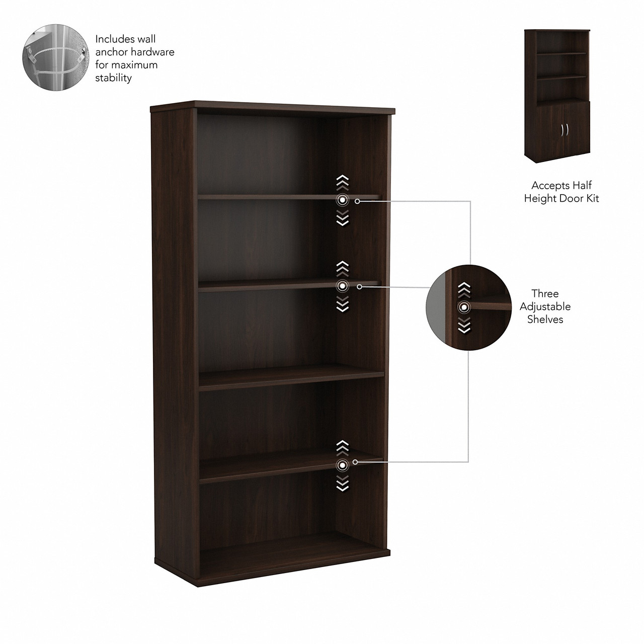 Bush Business Furniture Hybrid Tall 5 Shelf Bookcase on Sale!