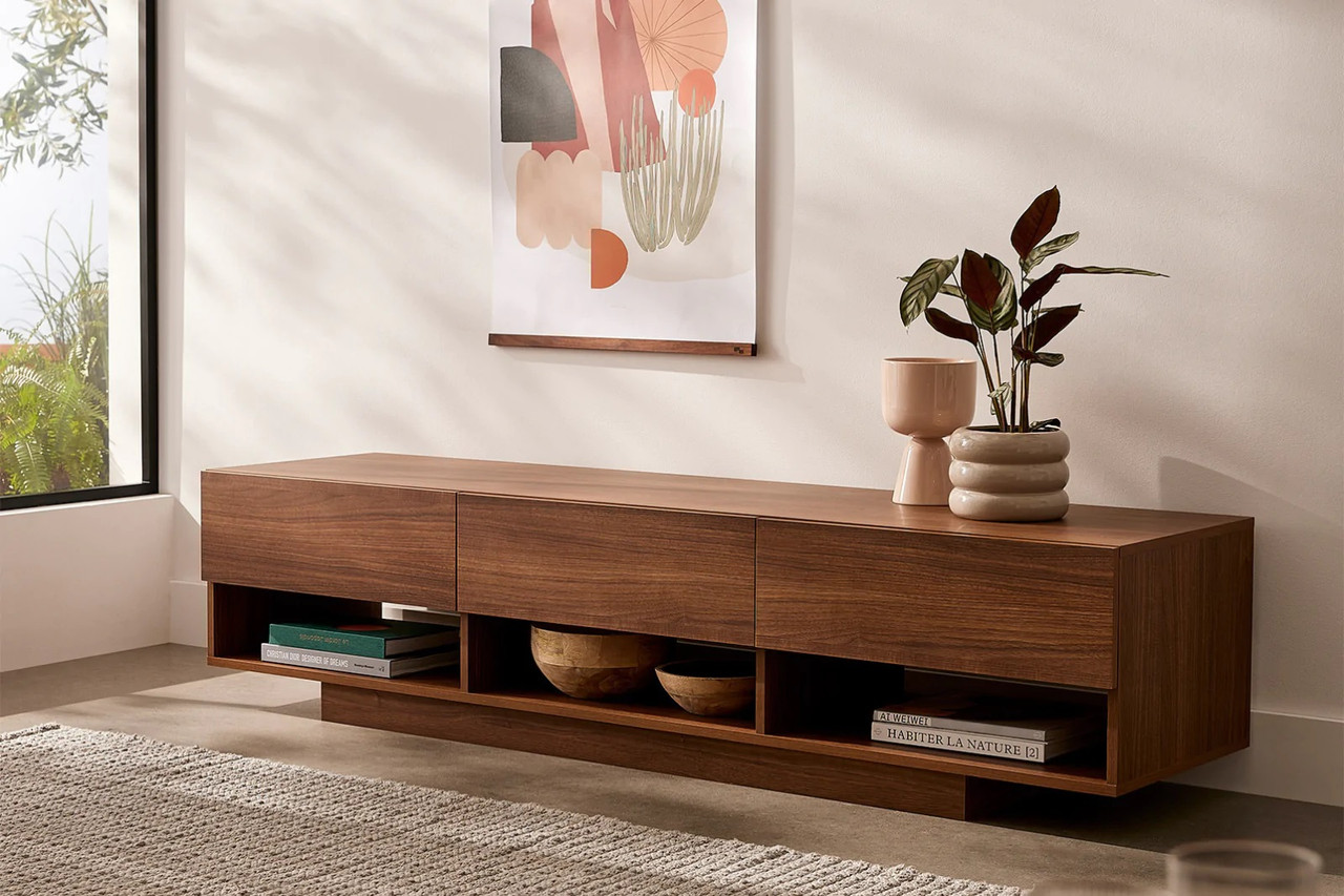 Nexera 105431 Rustik TV Stand, 72-inch, 3 Drawers, Walnut - 105431