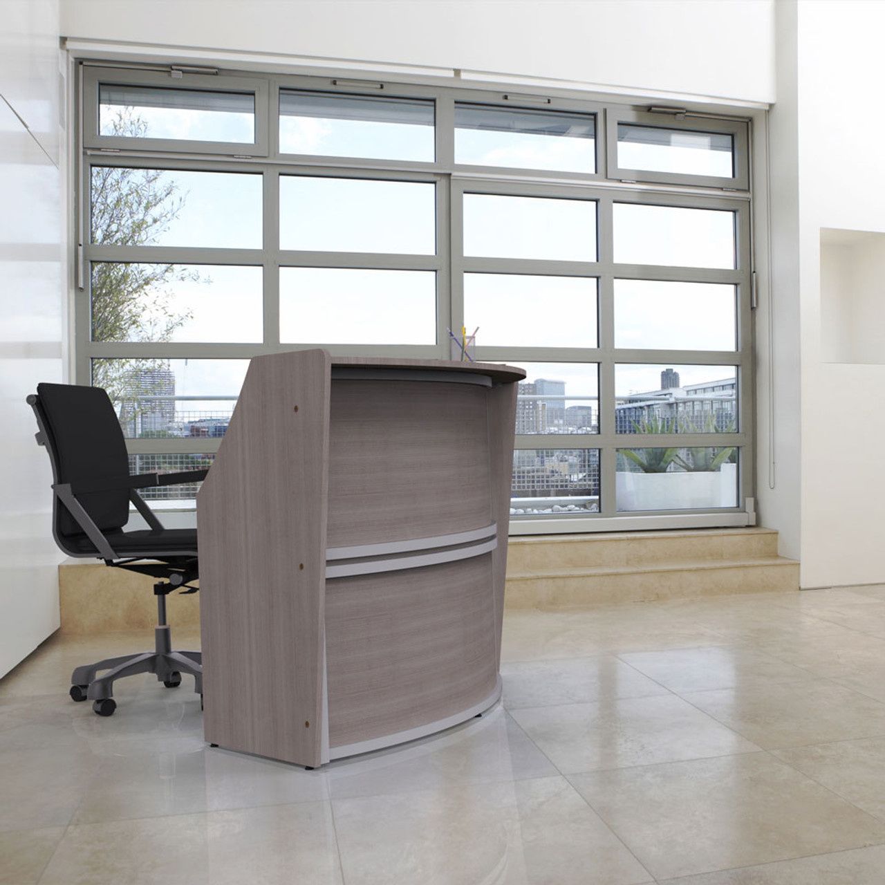 Linea Italia Curve Reception Desk Ash - ZUD290