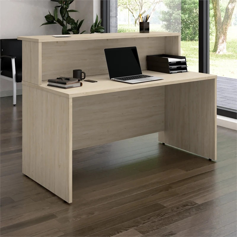 Bush Furniture Arrive 60W x 30D Reception Desk with Shelf in