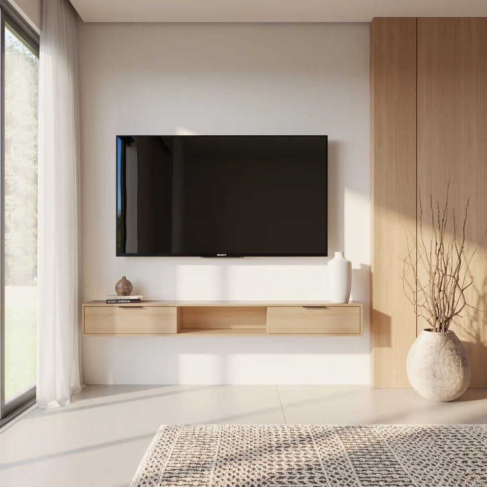 Nexera Slim 72” Wall-mounted TV Stand with two Storage Cabinets