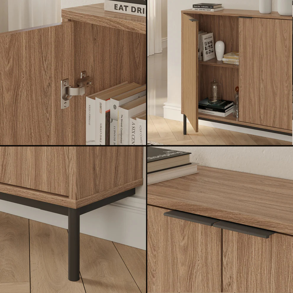 Nexera Slim 2-Door Storage Cabinet, Light Walnut - 135292 Free