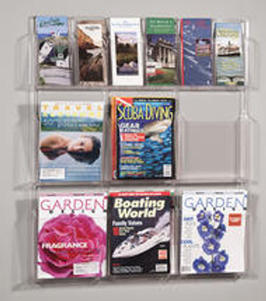 Safco Deluxe Clear Display - 6 Pamphlet, 6 Magazine Pockets - 5606CL