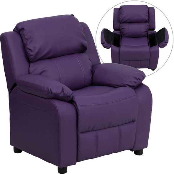 Flash Furniture Kid's Recliner with Storage Purple Vinyl - BT-7985-KID-PUR-GG