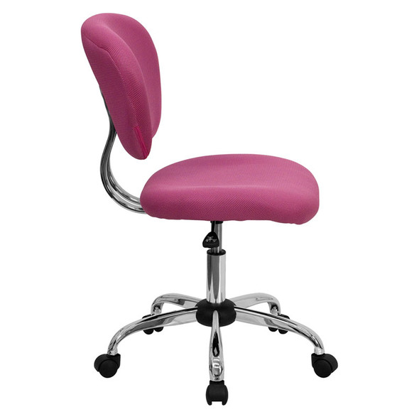 Flash Furniture Mid-Back Pink Mesh Task Chair with Chrome Base - H-2376-F-PINK-GG