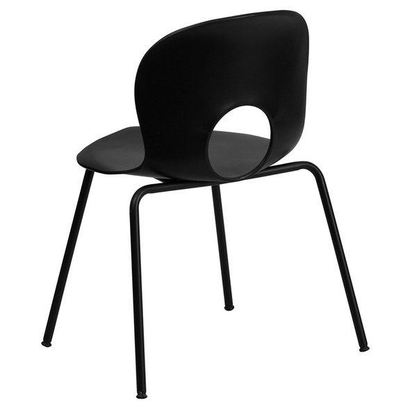 Flash Furniture HERCULES Series Designer Plastic Stack Chair Black - RUT-NC258-BK-GG