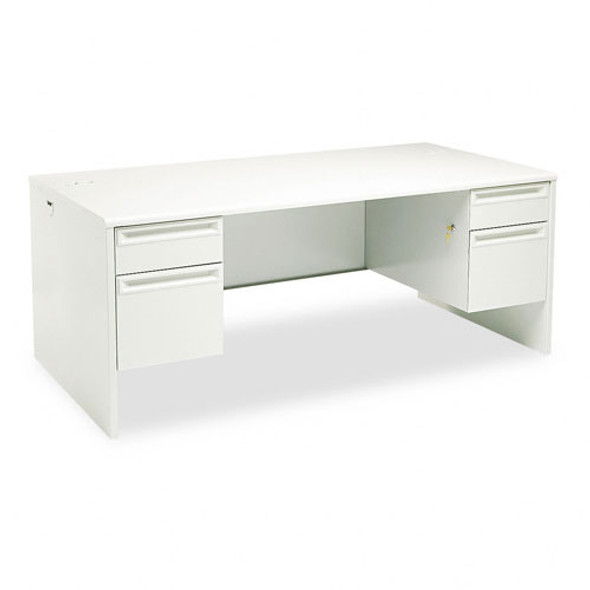 HON 38000 Double Pedestal Steel Desk 72" Light Gray/Light Gray - 38180
