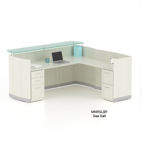 Mayline Medina Laminate Reception Desk with Return and 1 Box/Box/ File and 1 File/File Pedestal Drawer Textured Sea Salt - MNRSLBF-TSS