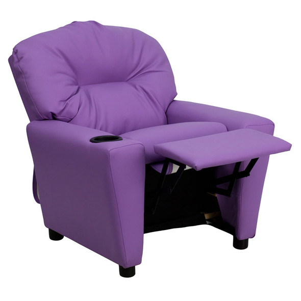 Flash Furniture Contemporary Kid's Recliner with Cup Holder Lavender Vinyl - BT-7950-KID-LAV-GG