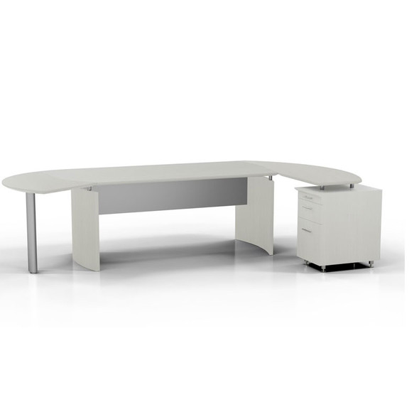 Mayline Medina Executive 72" Desk with Desk Extension, Right Return, and Center Drawer Textured Sea Salt - MNT4-TSS